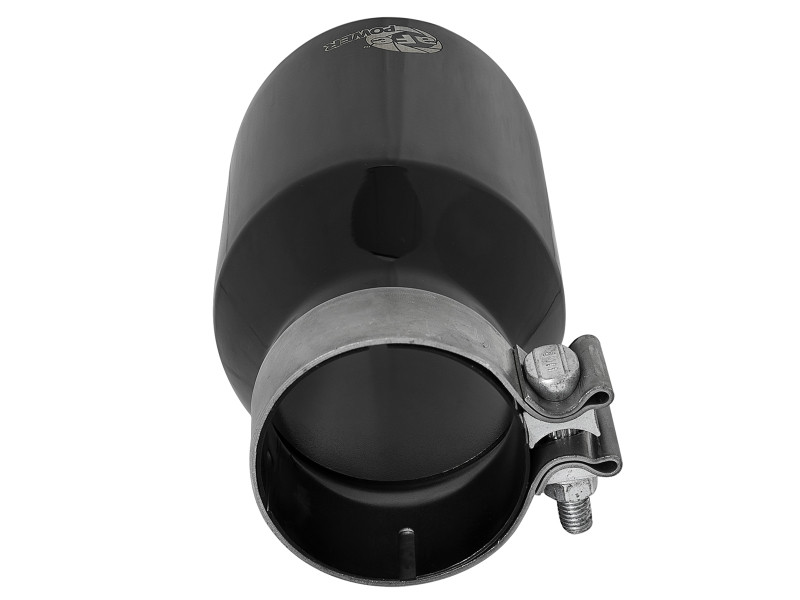 aFe MACH Force-Xp Univ 304 SS Double-Wall Clamp-On Exhaust Tip - Black - 3in Inlet - 4.5in Outlet - 49T30454-B092