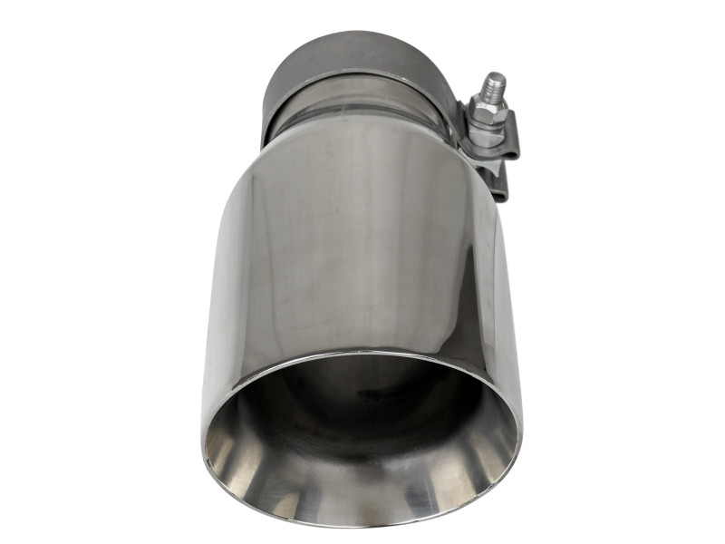 aFe MACH Force-Xp Univ 304 SS Double-Wall Clamp-On Exhaust Tip - Polished - 3in Inlet - 4.5in Outlet - 49T30454-P093