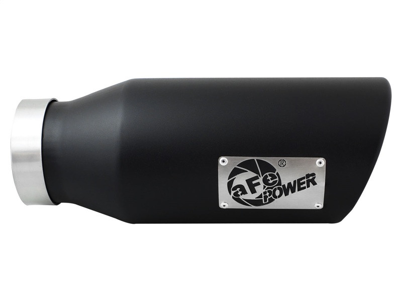 aFe Power MACH Force-Xp 4in In x 6in Out x 15in L Driver Side Clamp-On 4in 409 SS Exhaust Tip-Black - 49T40601-B15