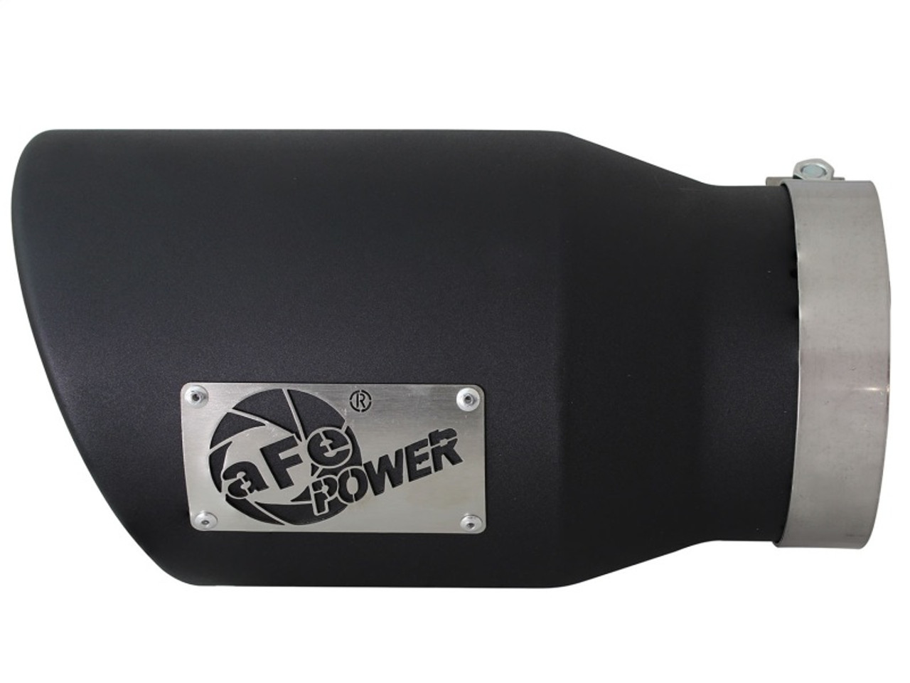aFe MACHForce XP 5in 304 Stainless Steel Exhaust Tip 5 In x 7 Out x 12L in Bolt On Right - Black - 49T50702-B12