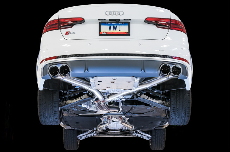 AWE Tuning Audi B9 S4 Track Edition Exhaust - Non-Resonated (Silver 102mm Tips) - 3010-42054