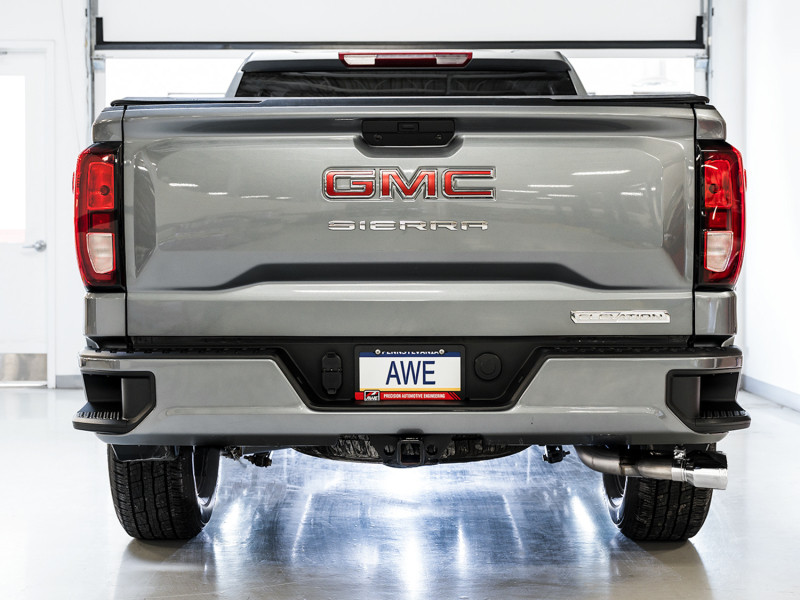 AWE Exhaust 0FG Catback Exhaust Side Exit w. Chrome Dual Tips - 19-24 Silverado & Sierra 5.3L