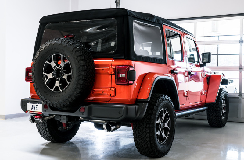 AWE Tuning 2018+ Jeep Wrangler JL/JLU Tread Edition Axle-Back Dual Exhaust - Chrome Silver Tips - 3015-32001