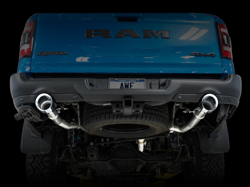 AWE Tuning 19-21 RAM 1500 5.7L (w/Cutouts) 0FG Dual Rear Exit Cat-Back Exhaust - Chrome Silver Tips - 3015-32005