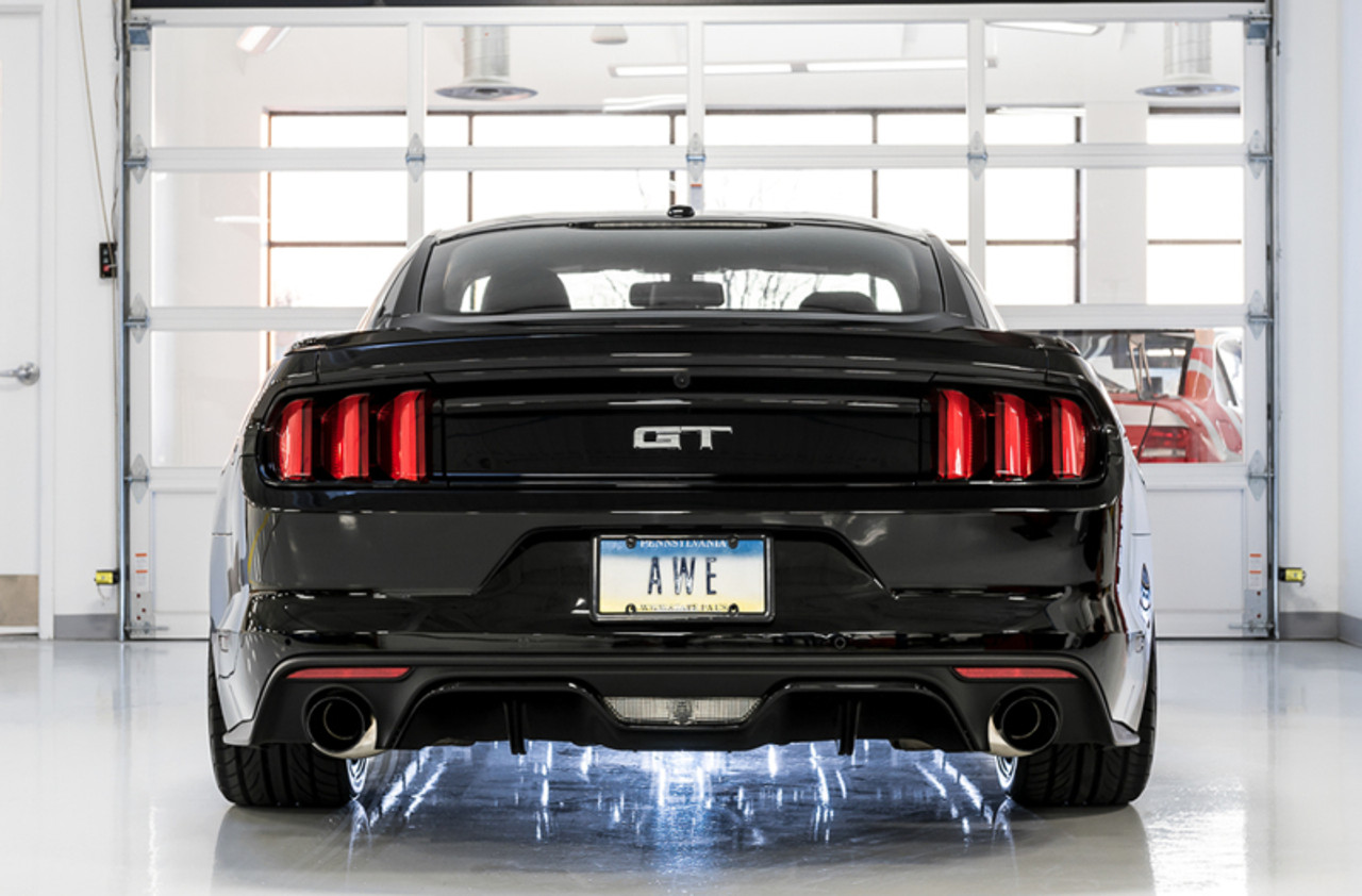 AWE Touring Edition Catback Exhaust - Dual Diamond Black Tips - 15-17 S550 Mustang GT