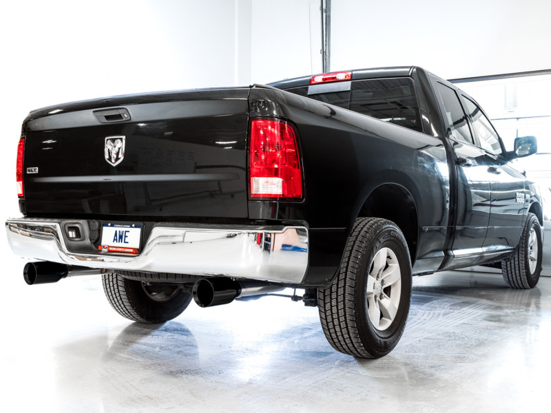 AWE Tuning 09-18 RAM 1500 5.7L (w/o Cutout) 0FG Dual Rear Exit Cat-Back Exhaust - Diamond Black Tips - 3015-33104