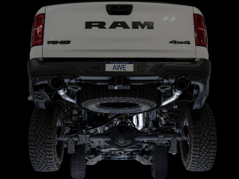 AWE Tuning 2025+ RAM 1500 RHO 3.0 I6 TT 0FG Dual Rear Exit Catback Exhaust - Diamond Black Tips - 3015-33630 Photo - Mounted