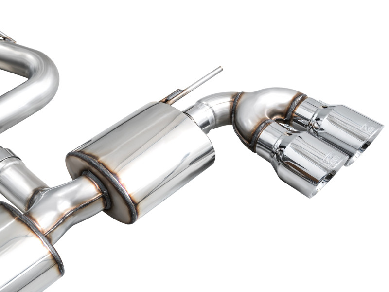 AWE MK8 Volkswagen Golf R 3in Touring Edition Quad Exhaust - Chrome Silver Tips - 3015-42658