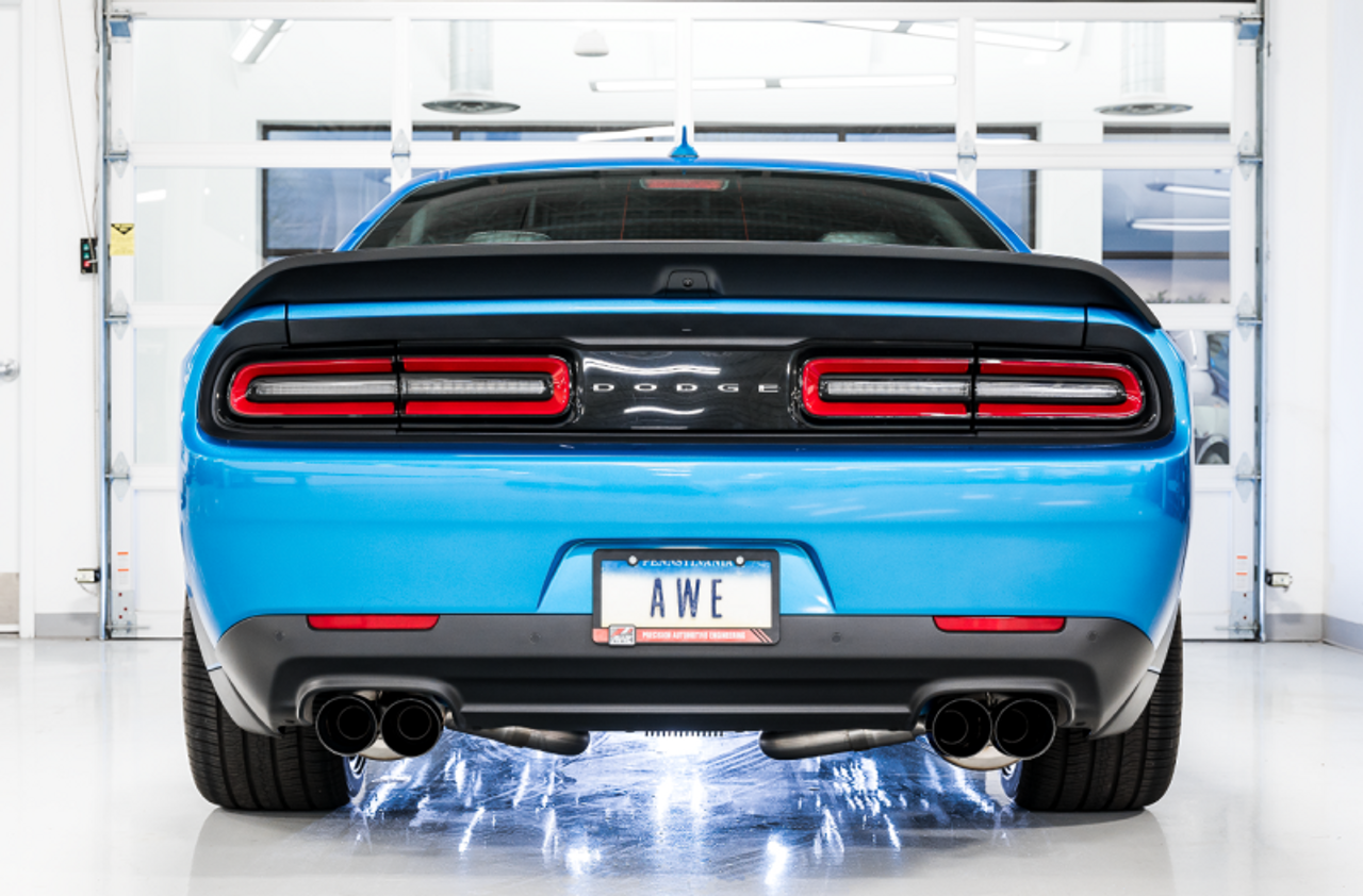 AWE Track Edition Exhaust w. Diamond Black Tips - 15+ Challenger 6.2L / 6.4L