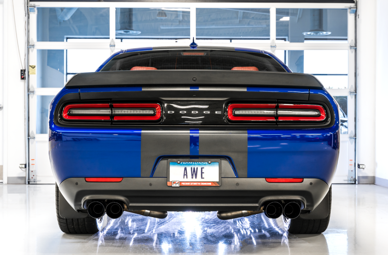 AWE Tuning 2017+ Dodge Challenger 5.7L Track Edition Exhaust - Diamond Black Quad Tips - 3015-43152