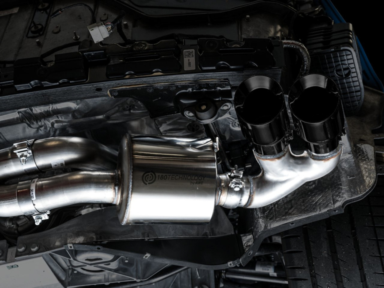 AWE Tuning 2020 Chevrolet Corvette (C8) Touring Edition Exhaust - Quad Diamond Black Tips - 3015-43159