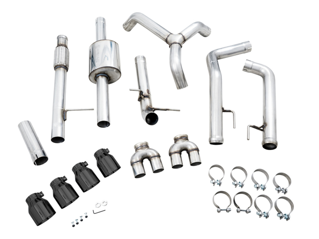 AWE Exhaust 0FG Catback Exhaust Split Rear Exit w. Black Quad Tips - 19-24 Silverado & Sierra 5.3L