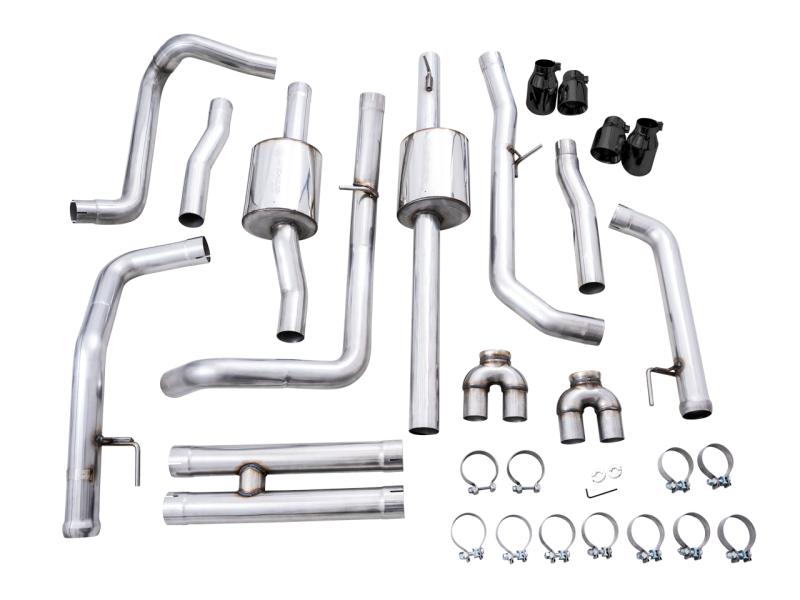 AWE Exhaust 0FG Catback Exhaust Split Rear Exit w. Black Quad Tips - 19-24 Silverado & Sierra 6.2L