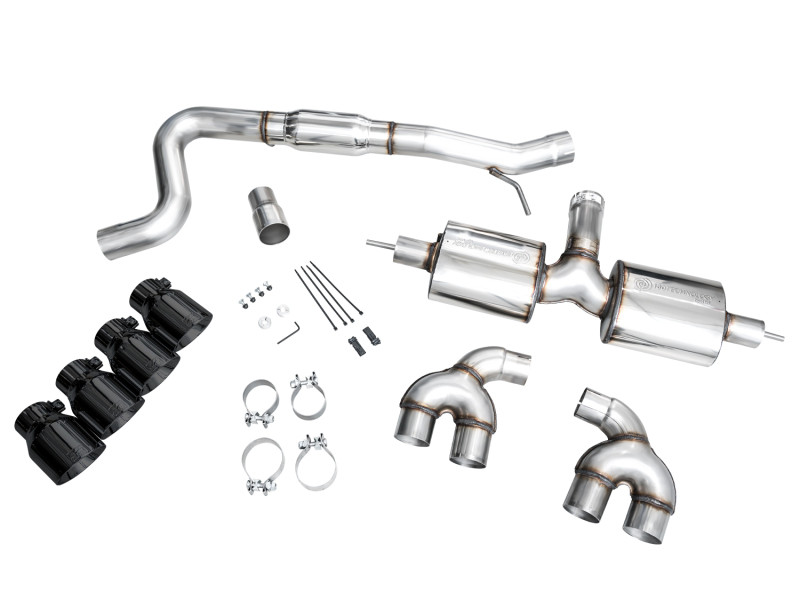 AWE MK8 Volkswagen Golf R 3in Touring Edition Quad Exhaust - Diamond Black Tips - 3015-43658