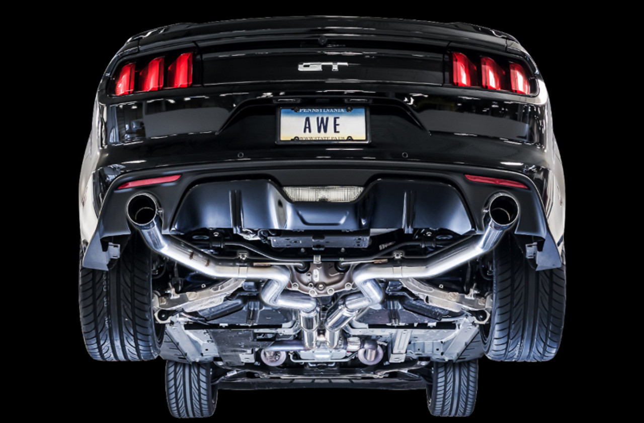 AWE Track Edition Catback Exhaust - Dual Chrome Tips - 15-17 S550 Mustang GT