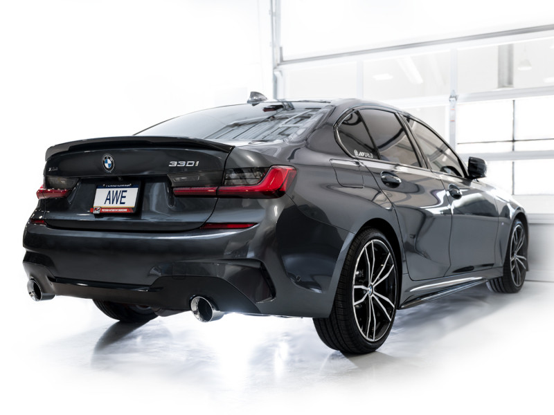 AWE 19-23 BMW 330i / 21-23 BMW 430i Base G2X Track Edition Axle Back Exhaust - Chrome Silver - 3020-32429
