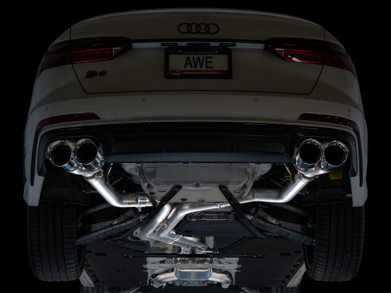 AWE Tuning 19-23 Audi C8 S6/S7 2.9T V6 AWD Track Edition Exhaust - Chrome Silver Tips - 3020-42101