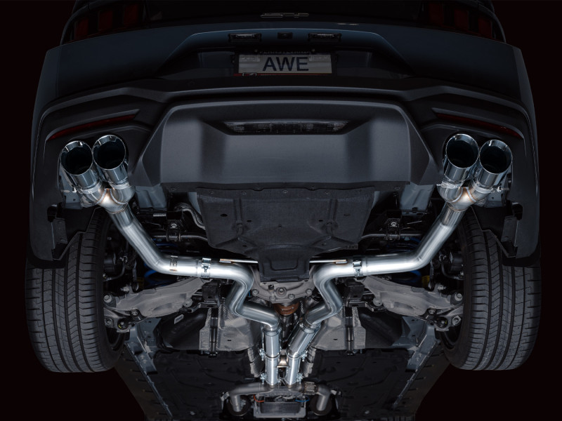 AWE Track Edition Catback Exhaust - Quad Chrome Tips - 2024+ S650 Mustang GT