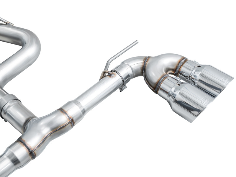 AWE MK8 Volkswagen Golf R 3in Track Edition Quad Exhaust - Chrome Silver Tips - 3020-42658