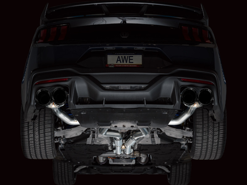 AWE Track Edition Catback Exhaust - Quad Diamond Black Tips - 2024+ S650 Mustang Dark Horse