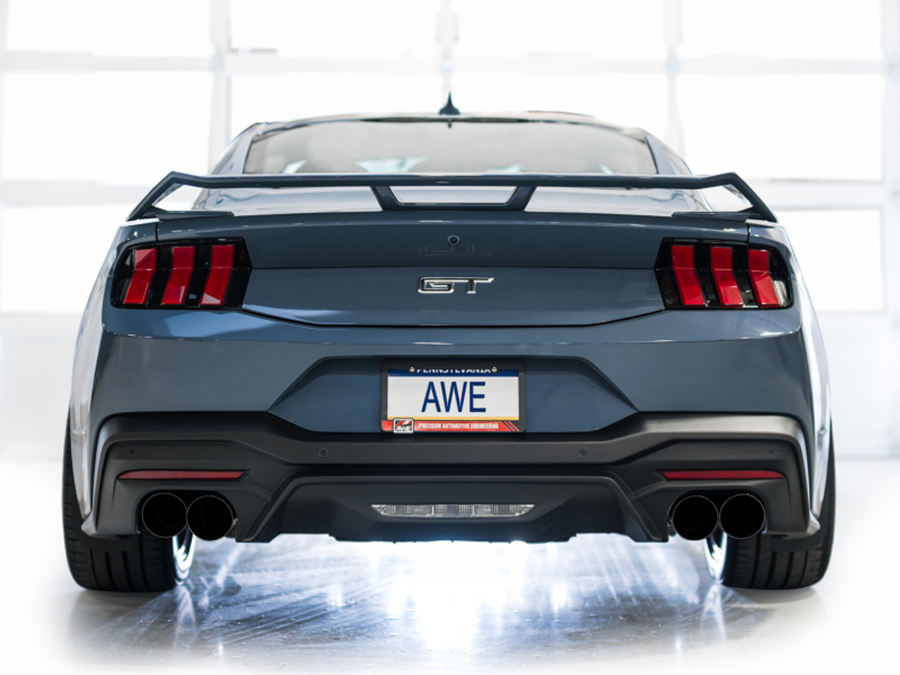 AWE Track Edition Catback Exhaust - Quad Diamond Black Tips - 2024+ S650 Mustang GT