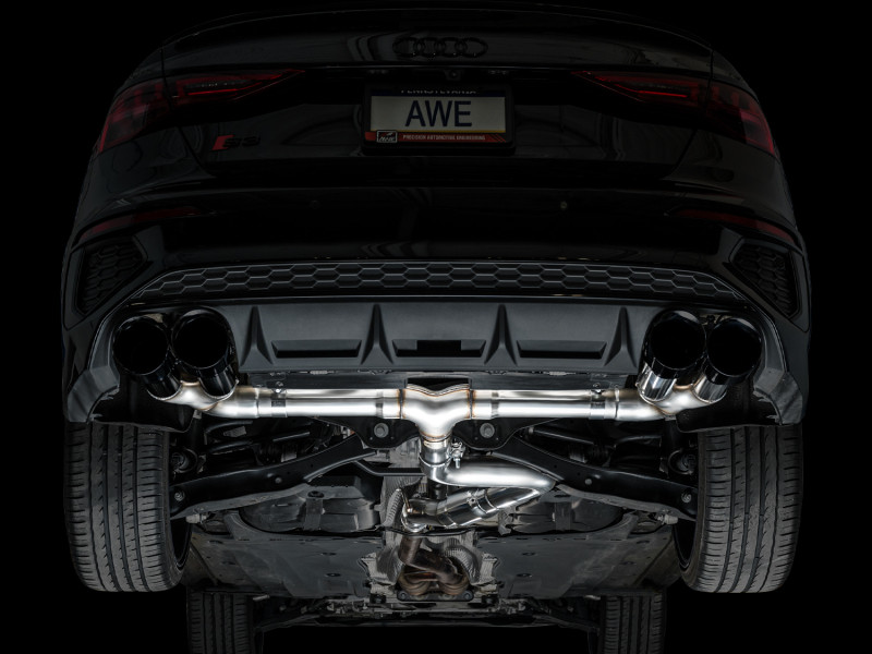 AWE 22-24 Audi 8Y S3 Track Edition Exhaust  - Diamond Black Tips - 3020-43897