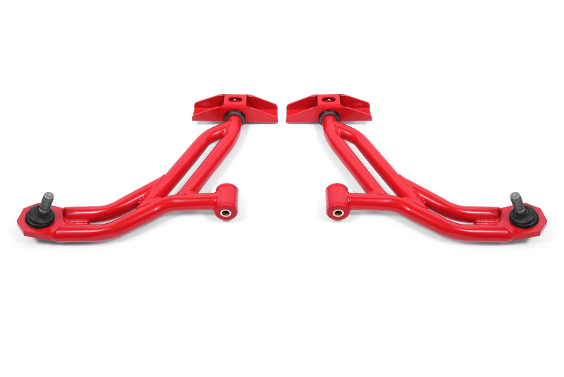 BMR 10-14 Ford Mustang Non-Adj. Lower A-Arms Delrin/Rod End w/ 19mm Tall Ball Joint - Red - AA756R