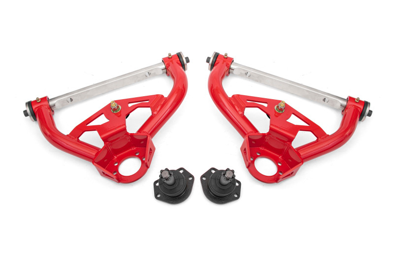 BMR 78-87 GM G-Body Non-Adjustable Upper A-Arms Delrin 0.5in Tall Ball Joint - Red - AAU462R