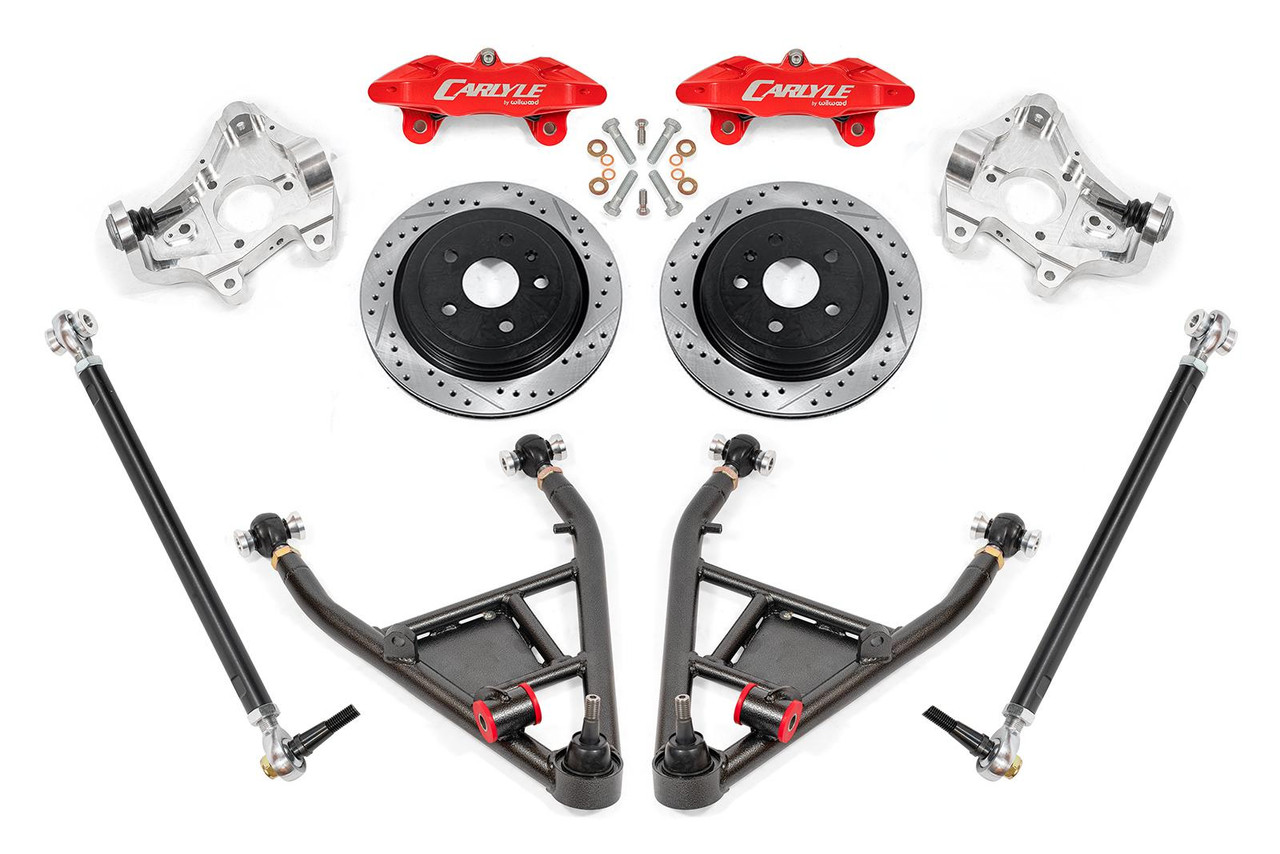 BMR Carlyle Racing 15" Conversion Kit - Drilled & Slotted Rotors / Red Calipers - 14-19 C7 Corvette