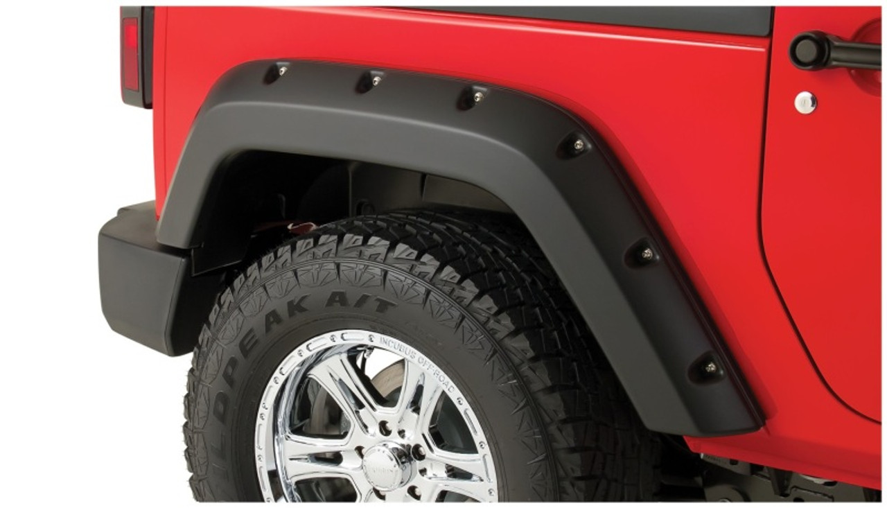 Bushwacker 07-18 Jeep Wrangler Pocket Style Flares 2pc Fits 2-Door Sport Utility Only - Black - 10078-02