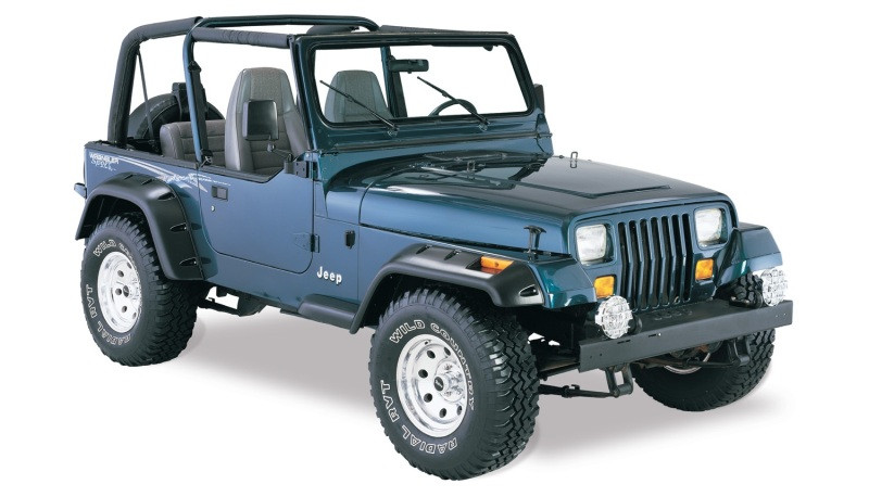 Bushwacker 87-95 Jeep Wrangler Cutout Style Flares 4pc Cutting Optional Not Renegade - Black - 10909-07