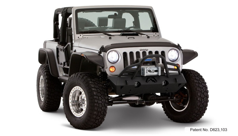 Bushwacker 07-18 Jeep Wrangler Flat Style Flares 4pc Fits 2-Door Sport Utility Only - Black - 10919-07