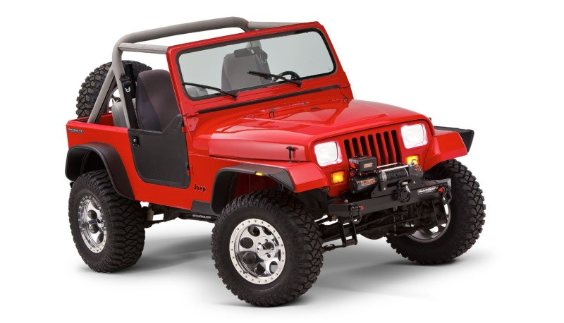 Bushwacker 87-95 Jeep Wrangler Flat Style Flares 4pc Excludes Renegade - Black - 10924-07