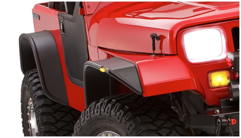 Bushwacker 87-95 Jeep Wrangler Flat Style Flares 4pc Excludes Renegade - Black - 10924-07
