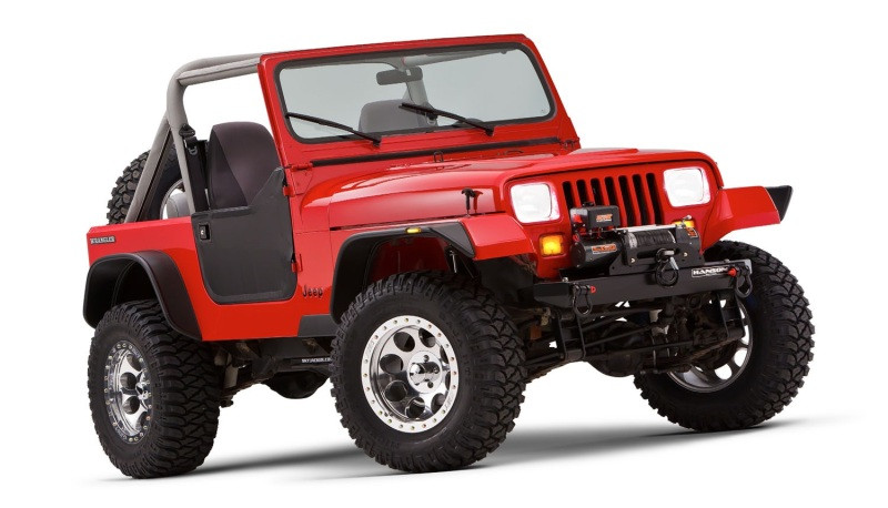 Bushwacker 87-95 Jeep Wrangler Flat Style Flares 4pc Excludes Renegade - Black - 10924-07