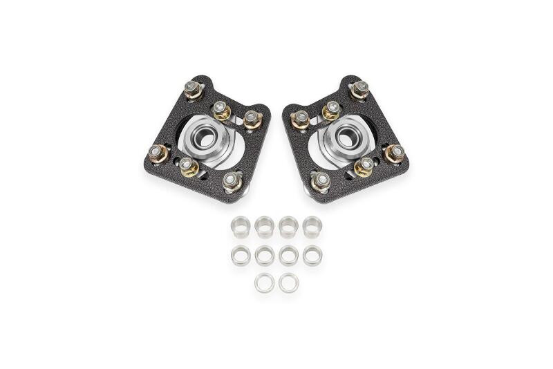 BMR 94-04 Ford Mustang Steel Caster Camber Plates - Black Hammertone - WAK740H