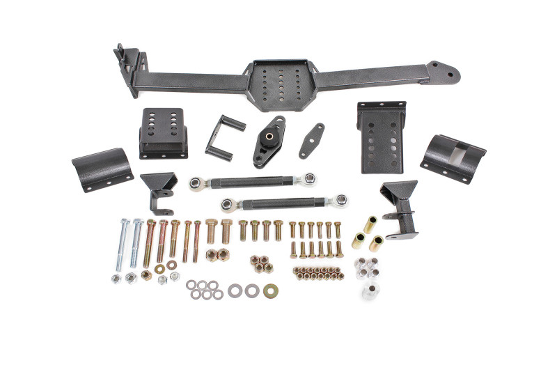 BMR 05-14 S197 Mustang Body Mount Watts Link Rod End/Poly w/ Adj. Axle Clamps - Black Hammertone - WL006H