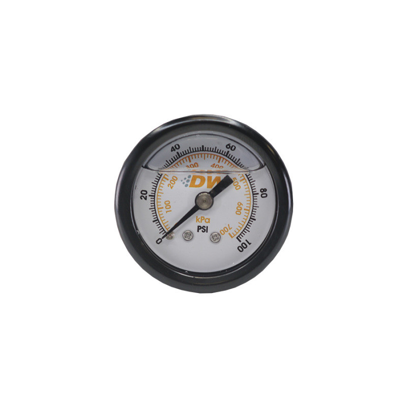 DeatschWerks 0-100 PSI 1/8in NPT Mechanical Fuel Pressure Gauge 1.5in Diameter Black Housing - 6-01-GL