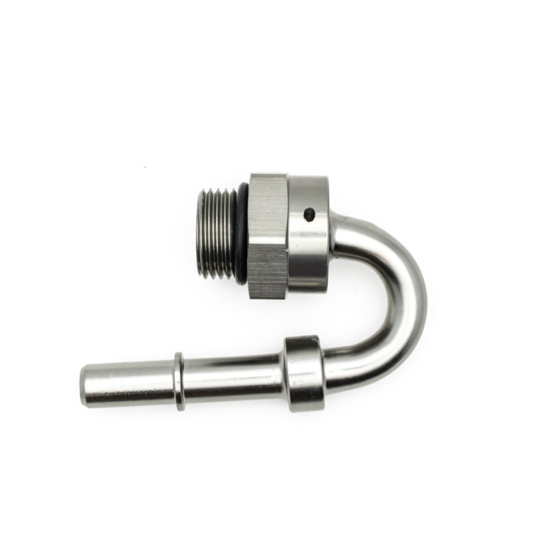 DeatschWerks 8AN ORB Male to 3/8IN Male EFI Quick Connect Adapter 180 Deg. - 6-02-0116