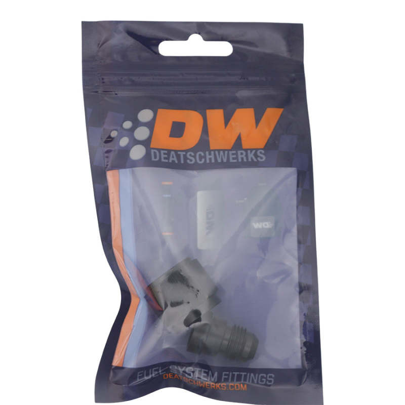 DeatschWerks 8AN Female Flare to 6AN Male Flare Reducer - Anodized Matte Black - 6-02-0222-B