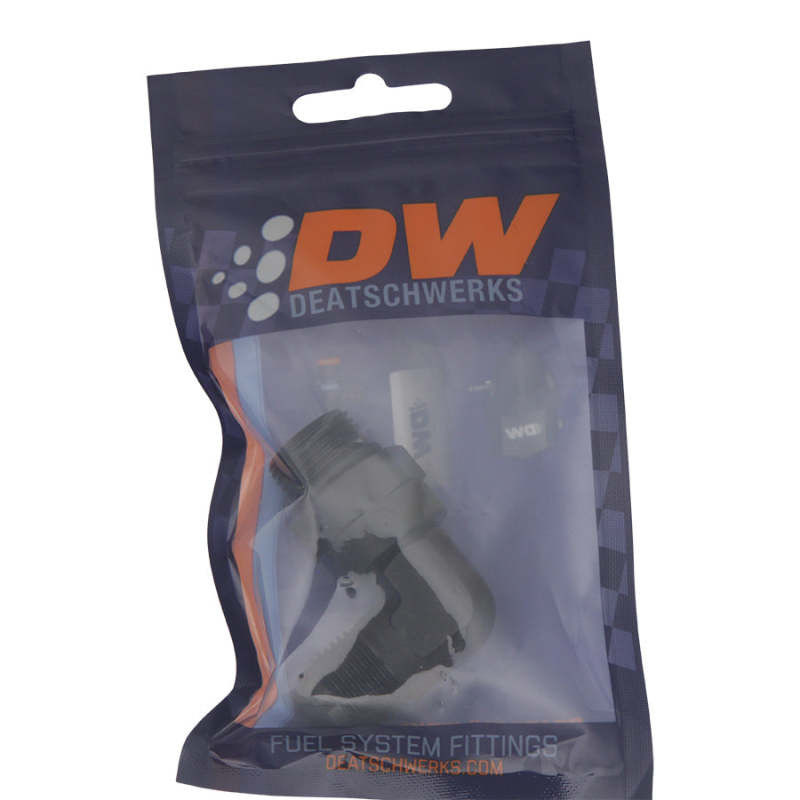 DeatschWerks 8AN ORB Male Swivel to 8AN Male Flare 90-Degree Fitting - Anodized Matte Black - 6-02-0411-B