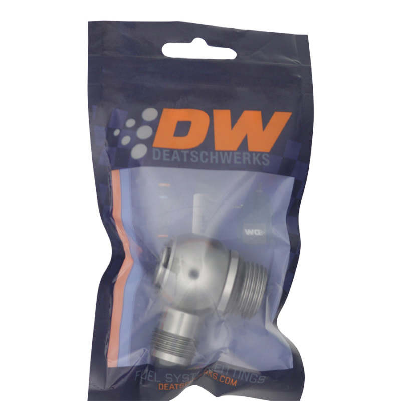 DeatschWerks 10AN ORB Male to 8AN Male Flare Low Profile 90-Degree Swivel - Anodized DW Titanium - 6-02-0418