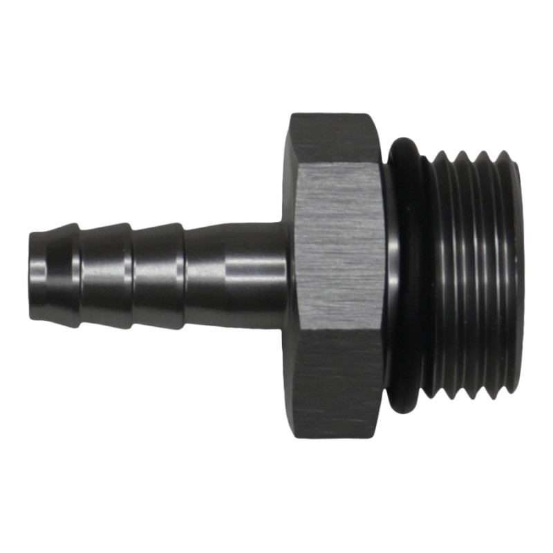 DeatschWerks 10AN ORB Male to 5/16in Male Triple Barb Fitting (Incl O-Ring) - Anodized DW Titanium - 6-02-0516