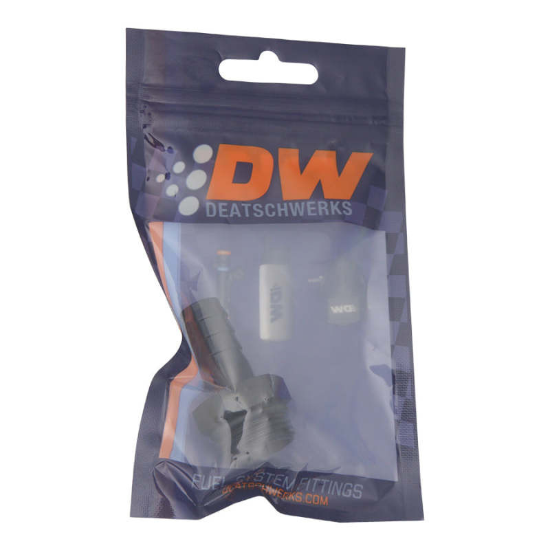 DeatschWerks 10AN ORB Male to 1/2in Male Triple Barb Fitting (Incl O-Ring) - Anodized Matte Black - 6-02-0518-B