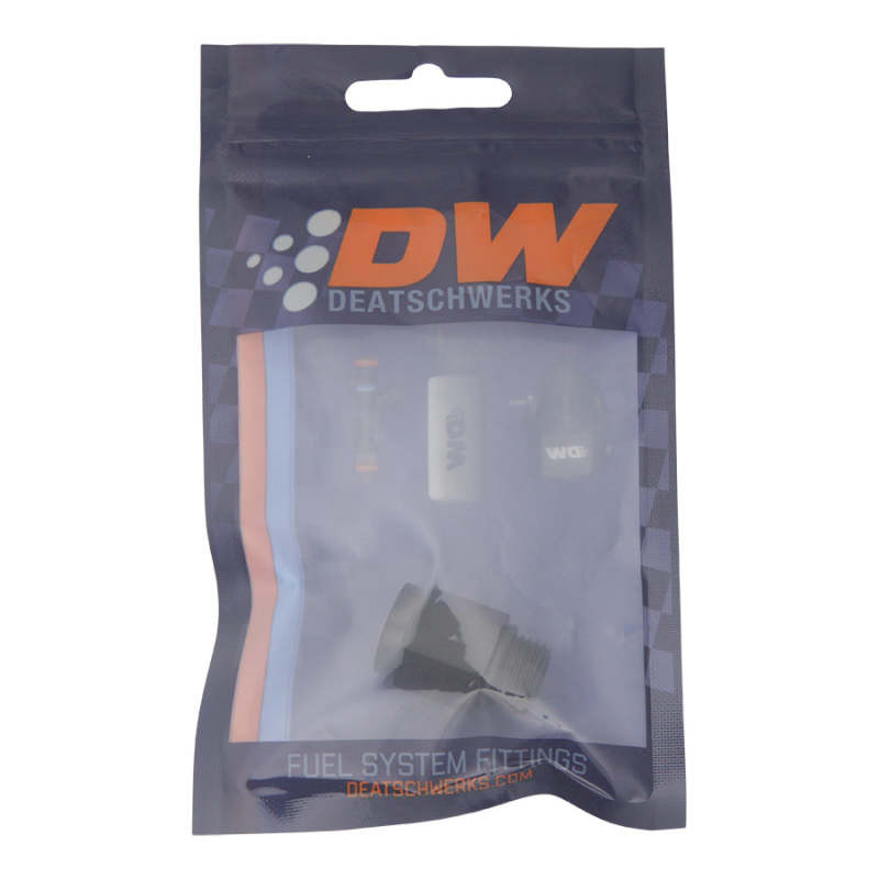 DeatschWerks 6AN ORB Male to M12 X 1.5 Metric Female (Incl O-Ring) - Anodized Matte Black - 6-02-0601-B