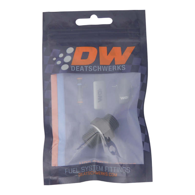 DeatschWerks 6AN ORB Male to M14 X 1.5 Metric Male (Incl O-Ring and Washer) - Anodized Matte Black - 6-02-0603-B