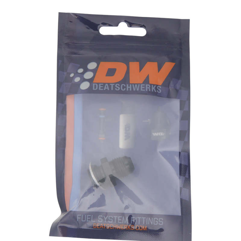 DeatschWerks 6AN Male Flare to M14 X 1.5 Male Metric Adapter (Incl Washer) - Anodized Matte Black - 6-02-0614-B