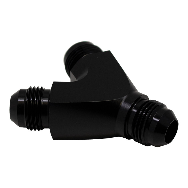 DeatschWerks 8AN Male Flare to 8AN Male Flare to 8AN Male Flare Y Fitting - Anodized Matte Black - 6-02-0706-B