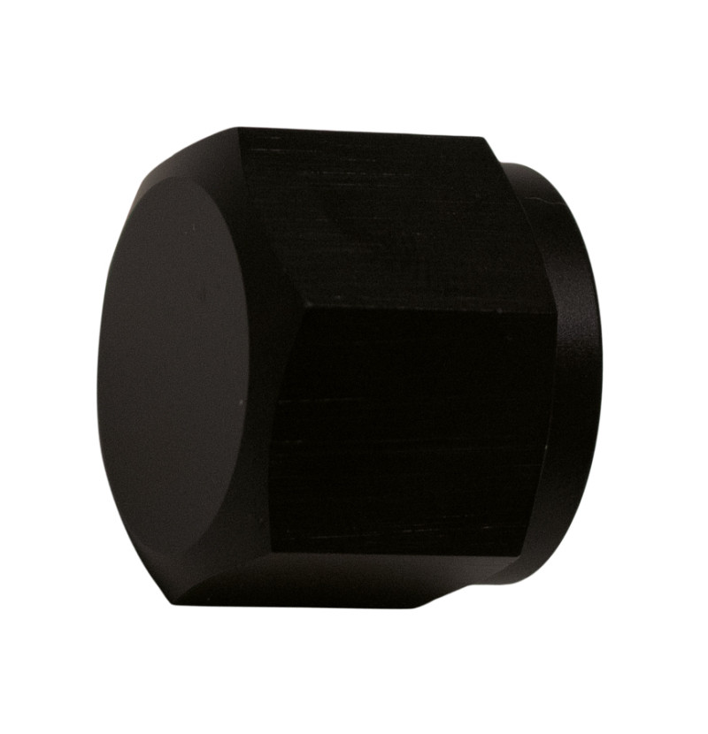 DeatschWerks 8AN Female Flare Cap - Anodized Matte Black - 6-02-0715-B