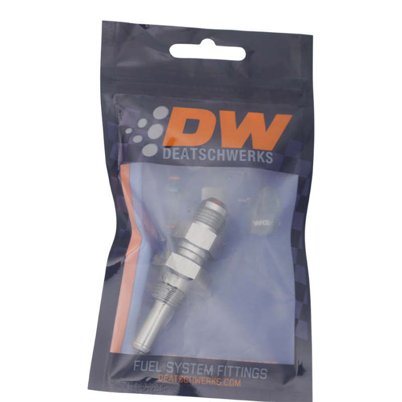 DeatschWerks 6AN Male Flare to Straight 5/16in Single Hose Barb - Anodized DW Titanium - 6-02-0739